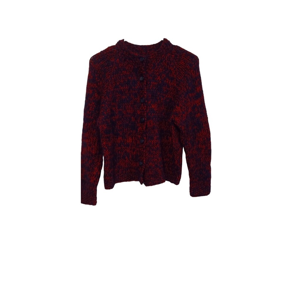 Homemade Red and‎ blue knit button cardigan